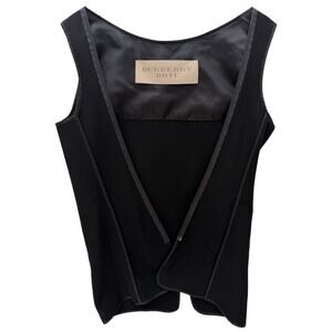 Burberry Brit Sleeveless Vest Womens Black Tie Front Designer Layering Top